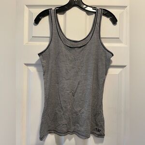 Icebreaker Black & White Striped Scoop Tank